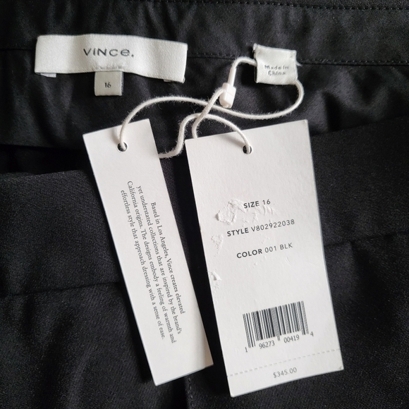 Vince Pintuck Tapered High Waist Black Trouser Pants Style#V802922038 NWT Sz 16 - Picture 16 of 17